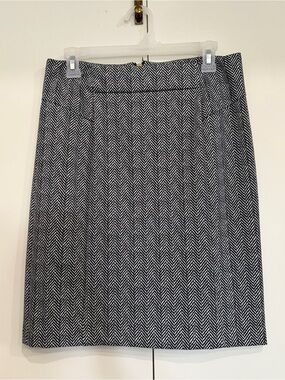 Michael Kors Black & White Herringbone Pencil Skirt